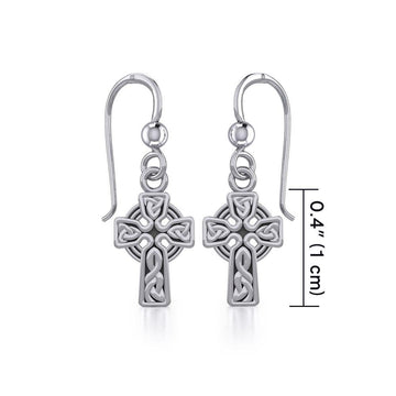 Celtic Knotwork Cross Silver Earrings TE907 - Jewelry